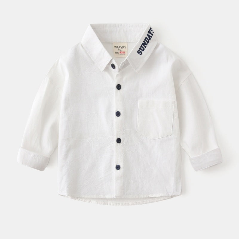 Toddler Boy Shirt White Nautical Elegance