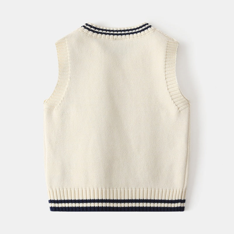 Baby Boy Sweater Vest Bear Emblem